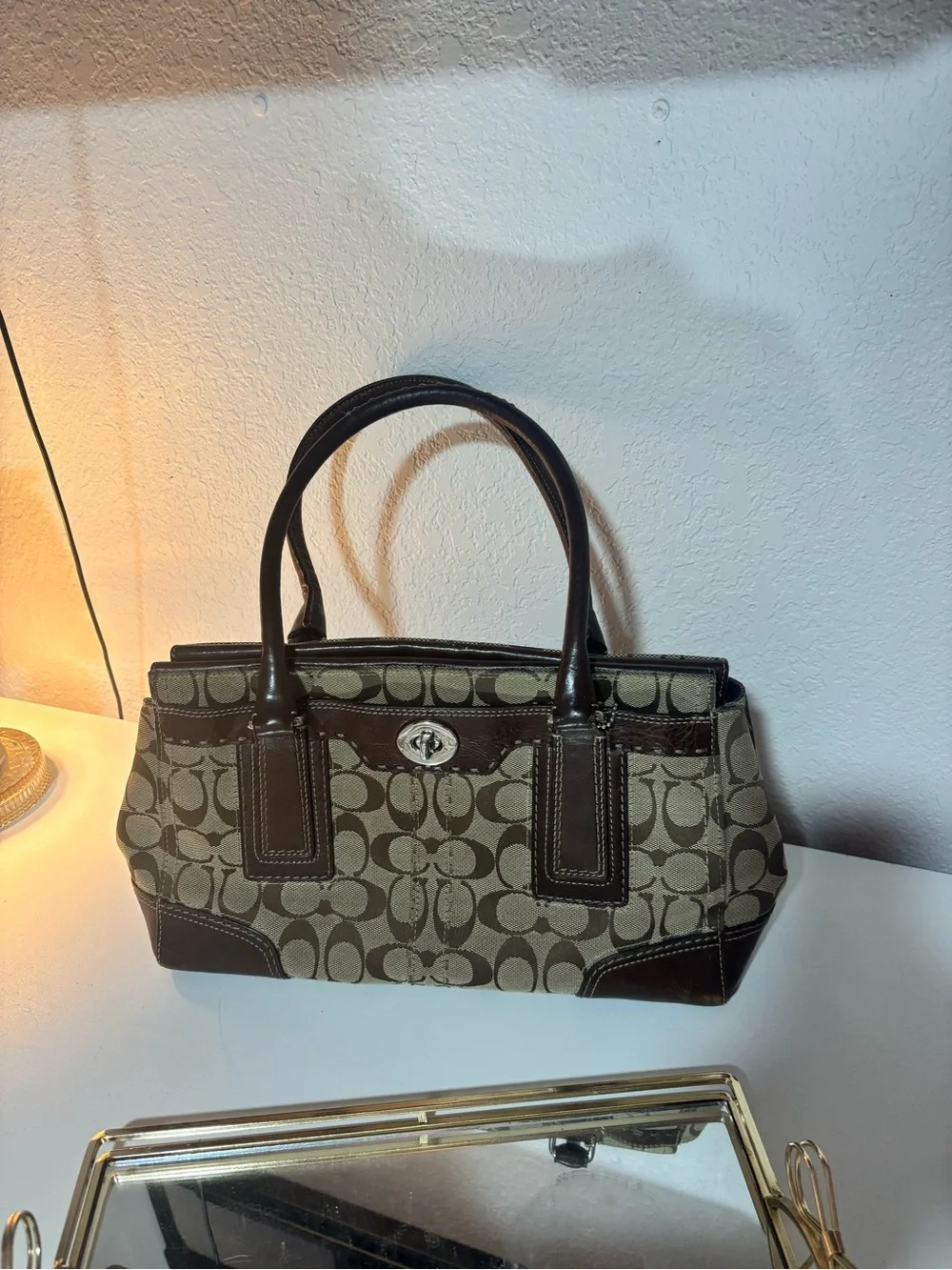Coach Brown Signature Canvas Satchel